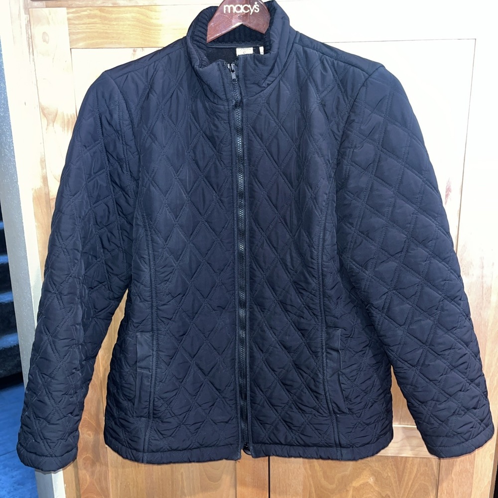 Saks Fifth Avenue Real Clothes Brand Womens Black Quilted Jacket Size 14